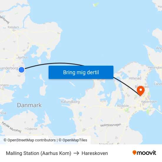 Malling Station  (Aarhus Kom) to Hareskoven map