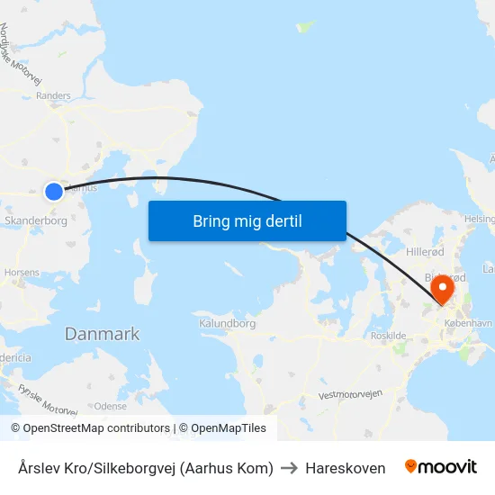 Årslev Kro/Silkeborgvej (Aarhus Kom) to Hareskoven map
