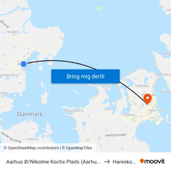 Aarhus Ø/Nikoline Kochs Plads (Aarhus Kom) to Hareskoven map