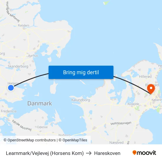 Learnmark/Vejlevej (Horsens Kom) to Hareskoven map