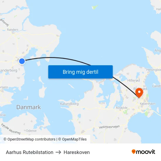 Aarhus Rutebilstation to Hareskoven map