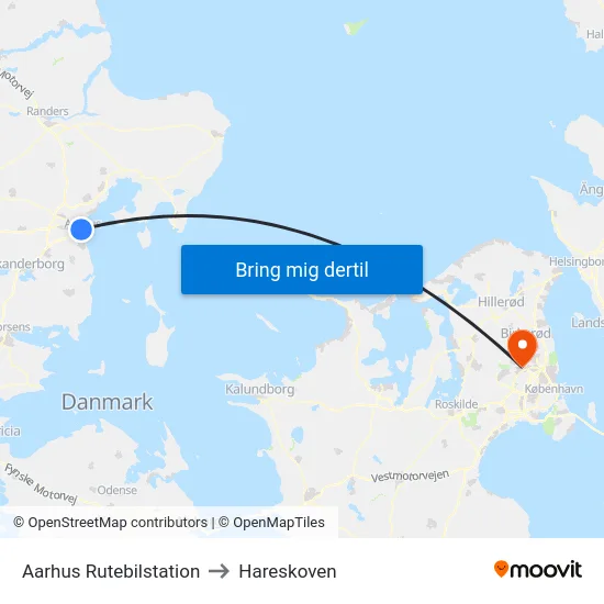 Aarhus Rutebilstation to Hareskoven map