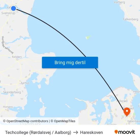 Techcollege (Rørdalsvej / Aalborg) to Hareskoven map