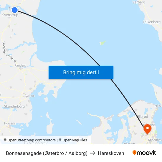 Bonnesensgade (Østerbro / Aalborg) to Hareskoven map