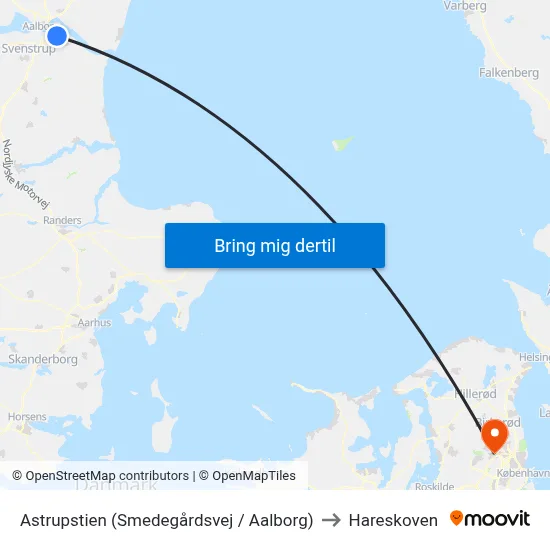 Astrupstien (Smedegårdsvej / Aalborg) to Hareskoven map