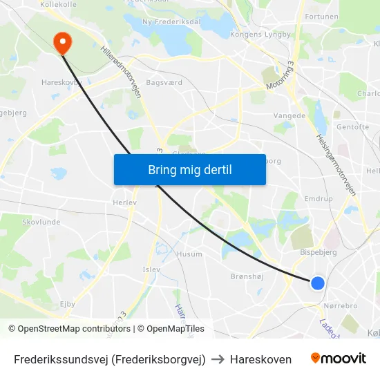 Frederikssundsvej (Frederiksborgvej) to Hareskoven map