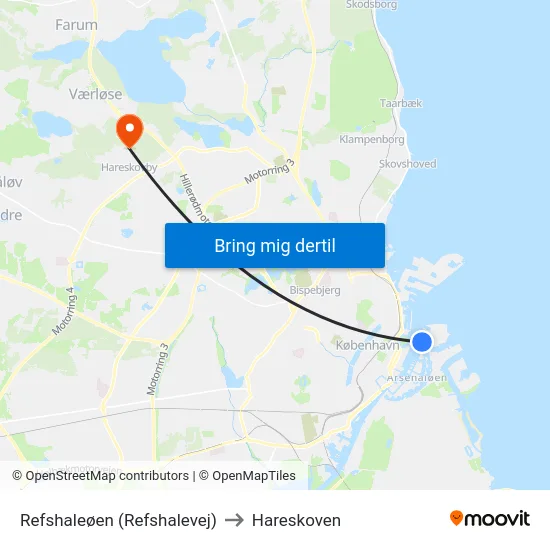 Refshaleøen (Refshalevej) to Hareskoven map