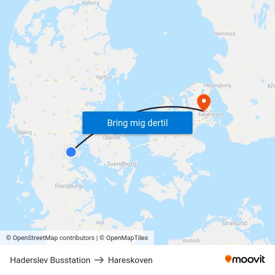Haderslev Busstation to Hareskoven map