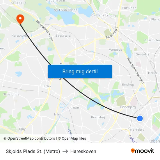 Skjolds Plads St. (Metro) to Hareskoven map