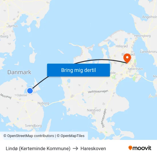 Lindø (Kerteminde Kommune) to Hareskoven map