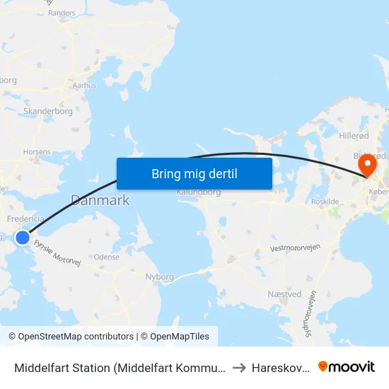 Middelfart Station (Middelfart Kommune) to Hareskoven map