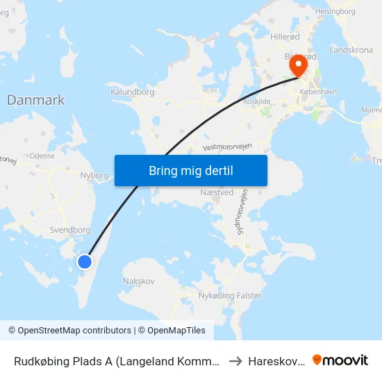 Rudkøbing Plads A (Langeland Kommune) to Hareskoven map