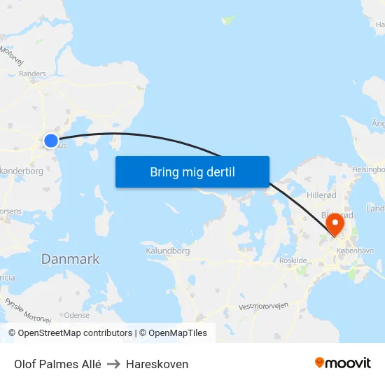 Olof Palmes Allé to Hareskoven map