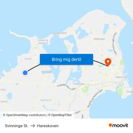 Svinninge St. to Hareskoven map