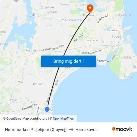 Nørremarken Plejehjem (Ølbyvej) to Hareskoven map