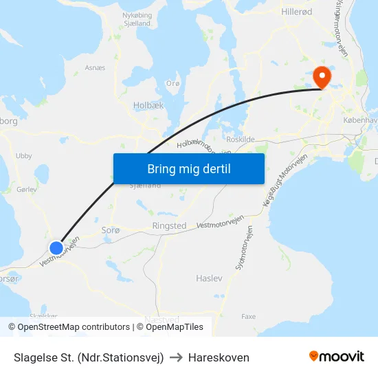Slagelse St. (Ndr.Stationsvej) to Hareskoven map