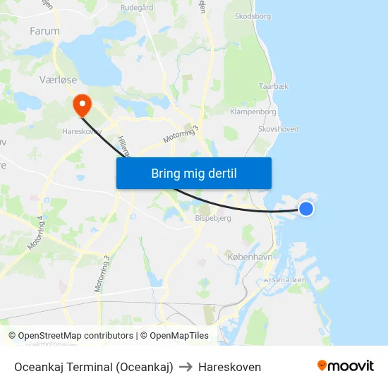 Oceankaj Terminal (Oceankaj) to Hareskoven map