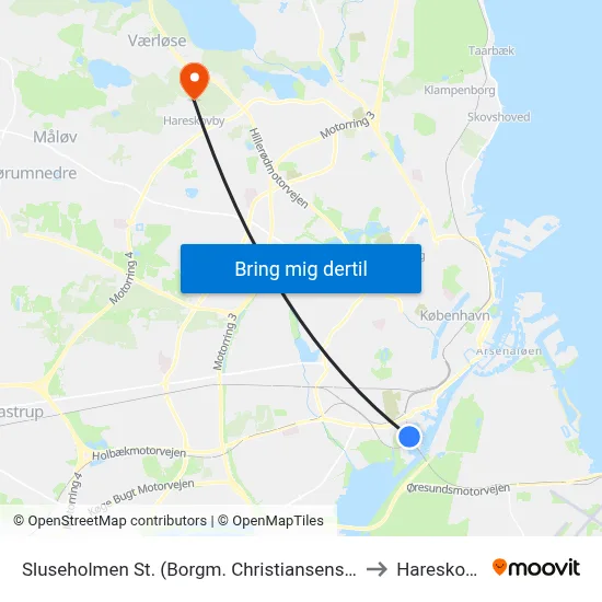 Sluseholmen St. (Borgm. Christiansens Gade) to Hareskoven map