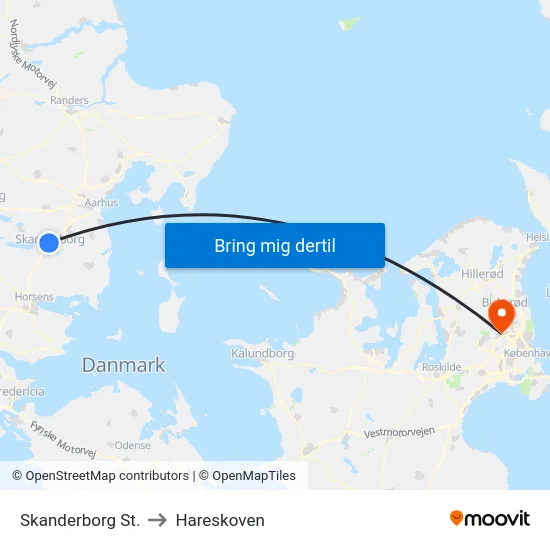 Skanderborg St. to Hareskoven map