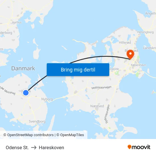 Odense St. to Hareskoven map