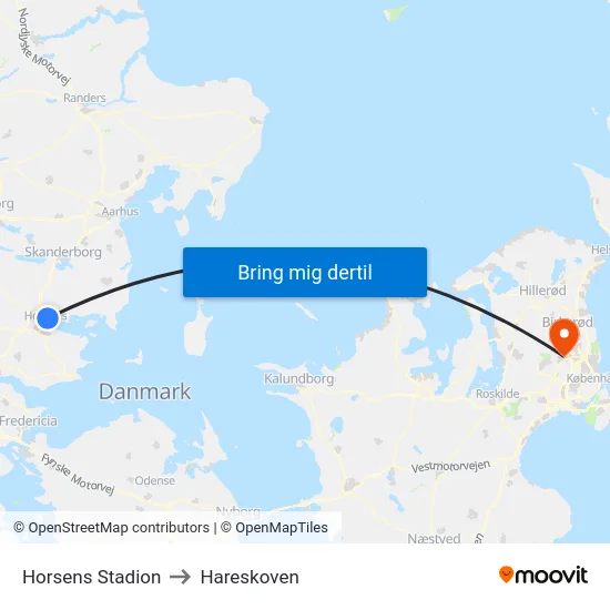 Horsens Stadion to Hareskoven map