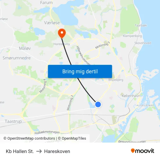 Kb Hallen St. to Hareskoven map