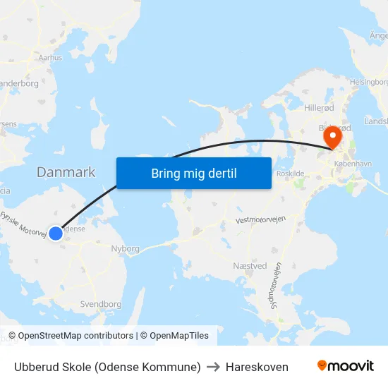 Ubberud Skole (Odense Kommune) to Hareskoven map