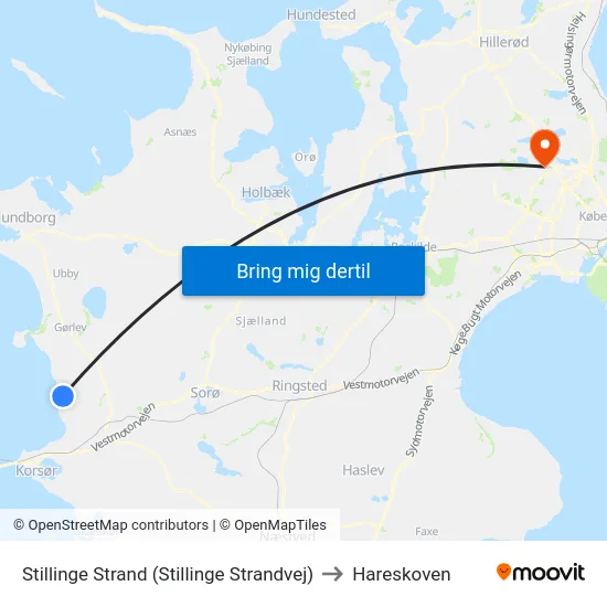 Stillinge Strand (Stillinge Strandvej) to Hareskoven map