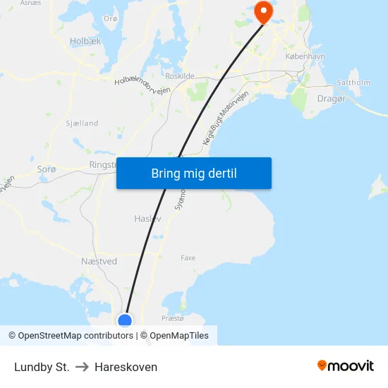 Lundby St. to Hareskoven map