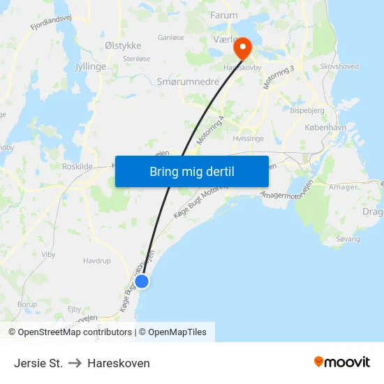 Jersie St. to Hareskoven map