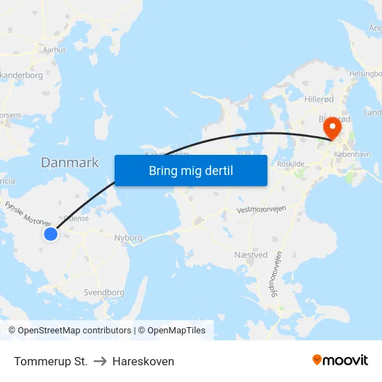 Tommerup St. to Hareskoven map