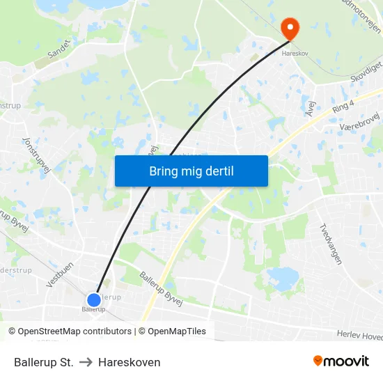 Ballerup St. to Hareskoven map