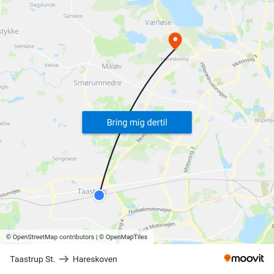 Taastrup St. to Hareskoven map
