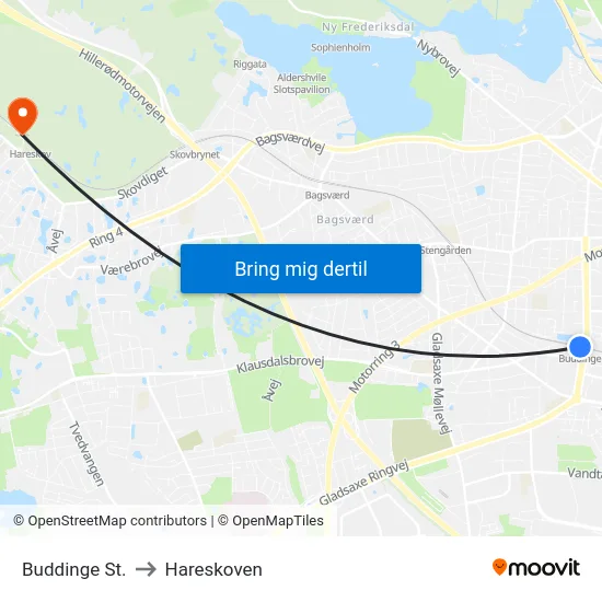 Buddinge St. to Hareskoven map