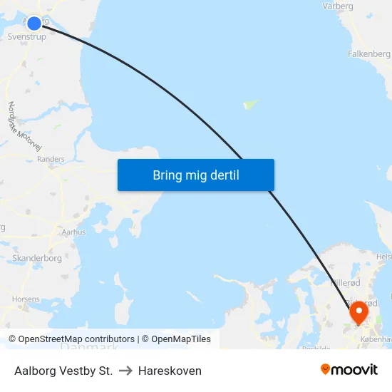 Aalborg Vestby St. to Hareskoven map