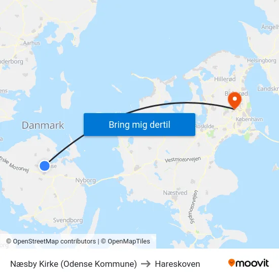 Næsby Kirke (Odense Kommune) to Hareskoven map