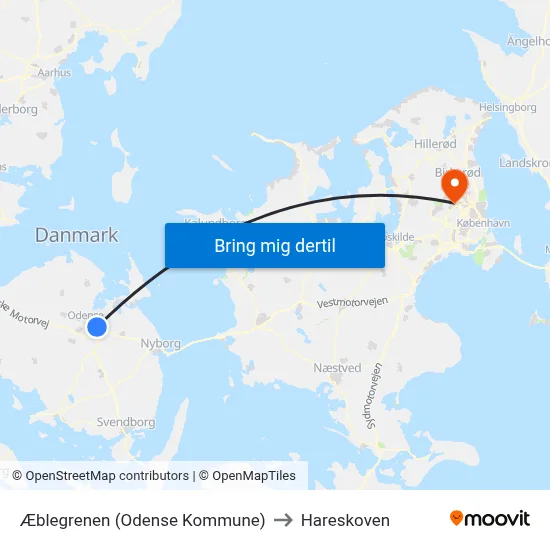 Æblegrenen (Odense Kommune) to Hareskoven map