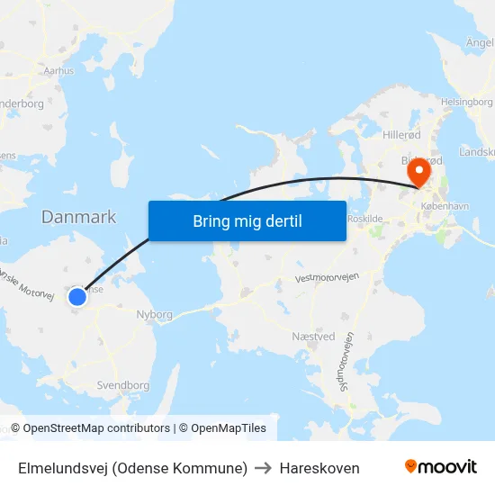Elmelundsvej (Odense Kommune) to Hareskoven map