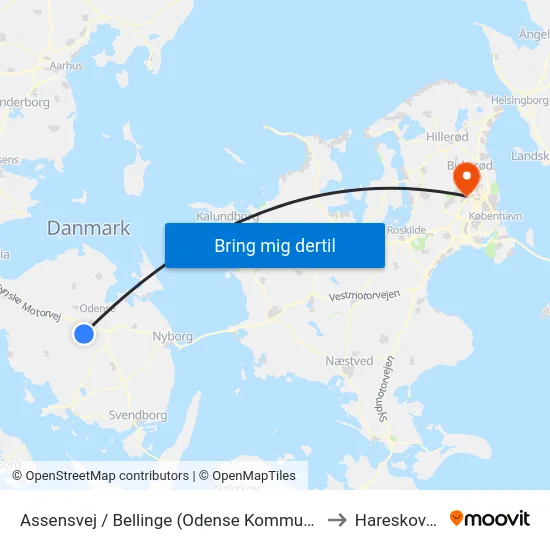 Assensvej / Bellinge (Odense Kommune) to Hareskoven map