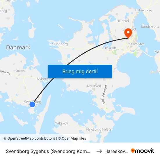 Svendborg Sygehus (Svendborg Kommune) to Hareskoven map