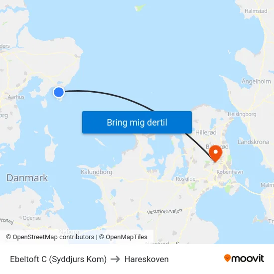 Ebeltoft C (Syddjurs Kom) to Hareskoven map