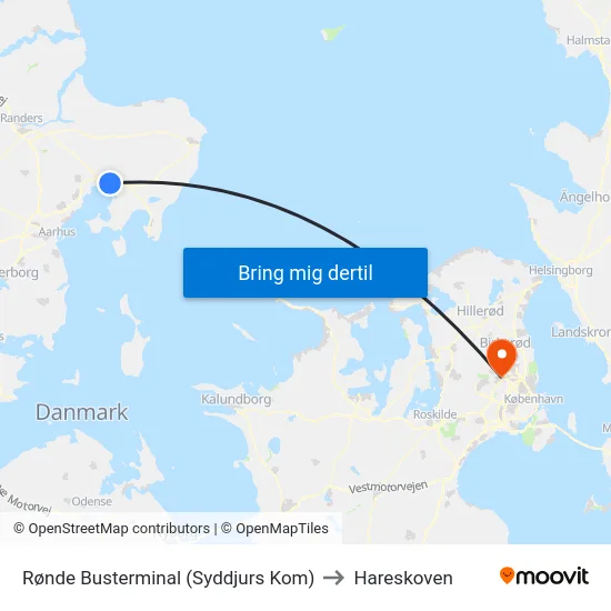Rønde Busterminal (Syddjurs Kom) to Hareskoven map