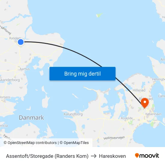 Assentoft/Storegade (Randers Kom) to Hareskoven map