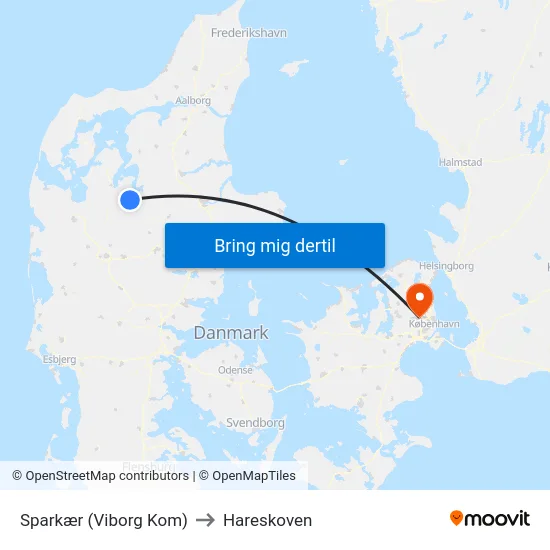 Sparkær (Viborg Kom) to Hareskoven map