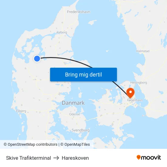Skive Trafikterminal to Hareskoven map