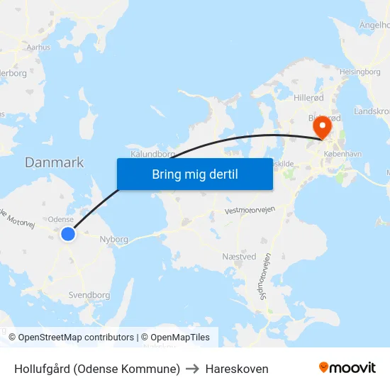 Hollufgård (Odense Kommune) to Hareskoven map