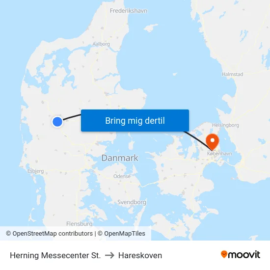 Herning Messecenter St. to Hareskoven map