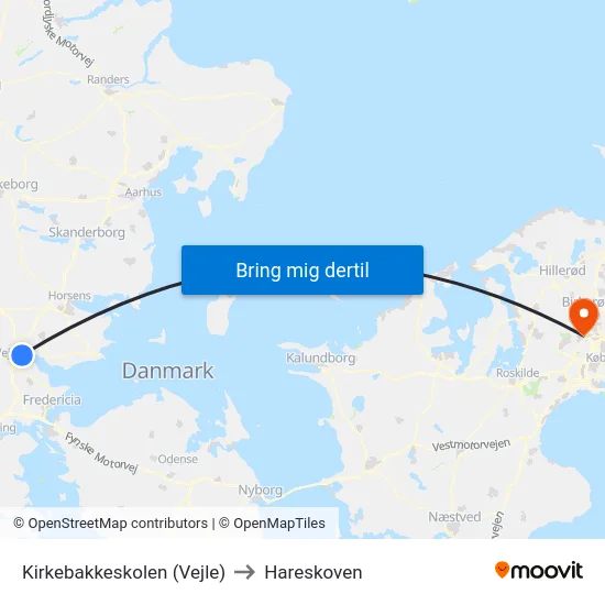 Kirkebakkeskolen (Vejle) to Hareskoven map