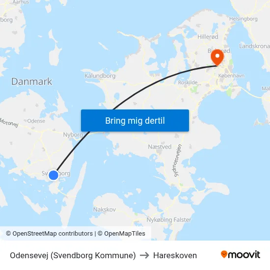 Odensevej (Svendborg Kommune) to Hareskoven map