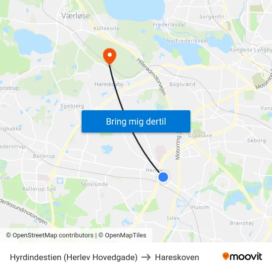 Hyrdindestien (Herlev Hovedgade) to Hareskoven map